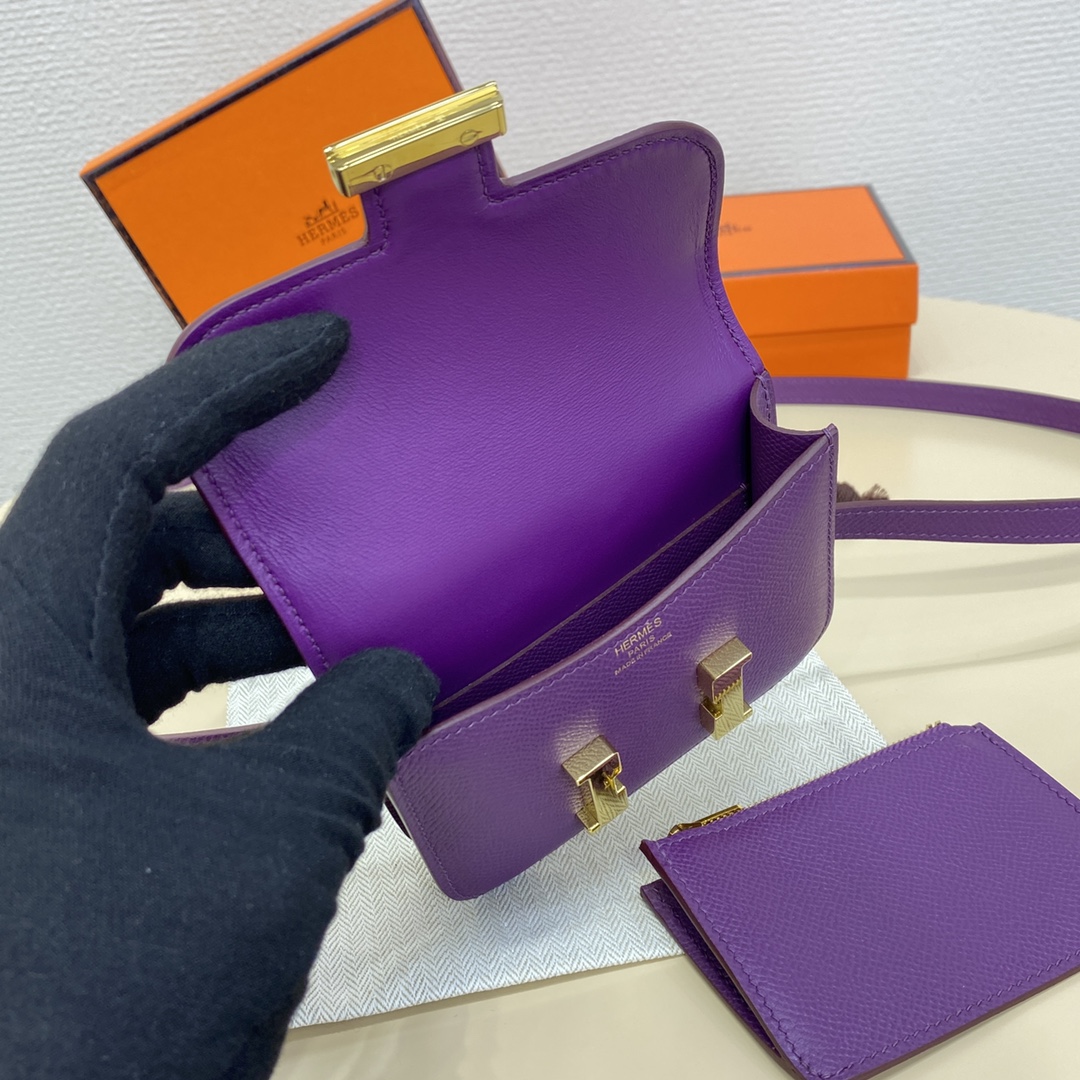 Hermes Constance Slim Wallet Belt Bag In Violet Epsom Leather